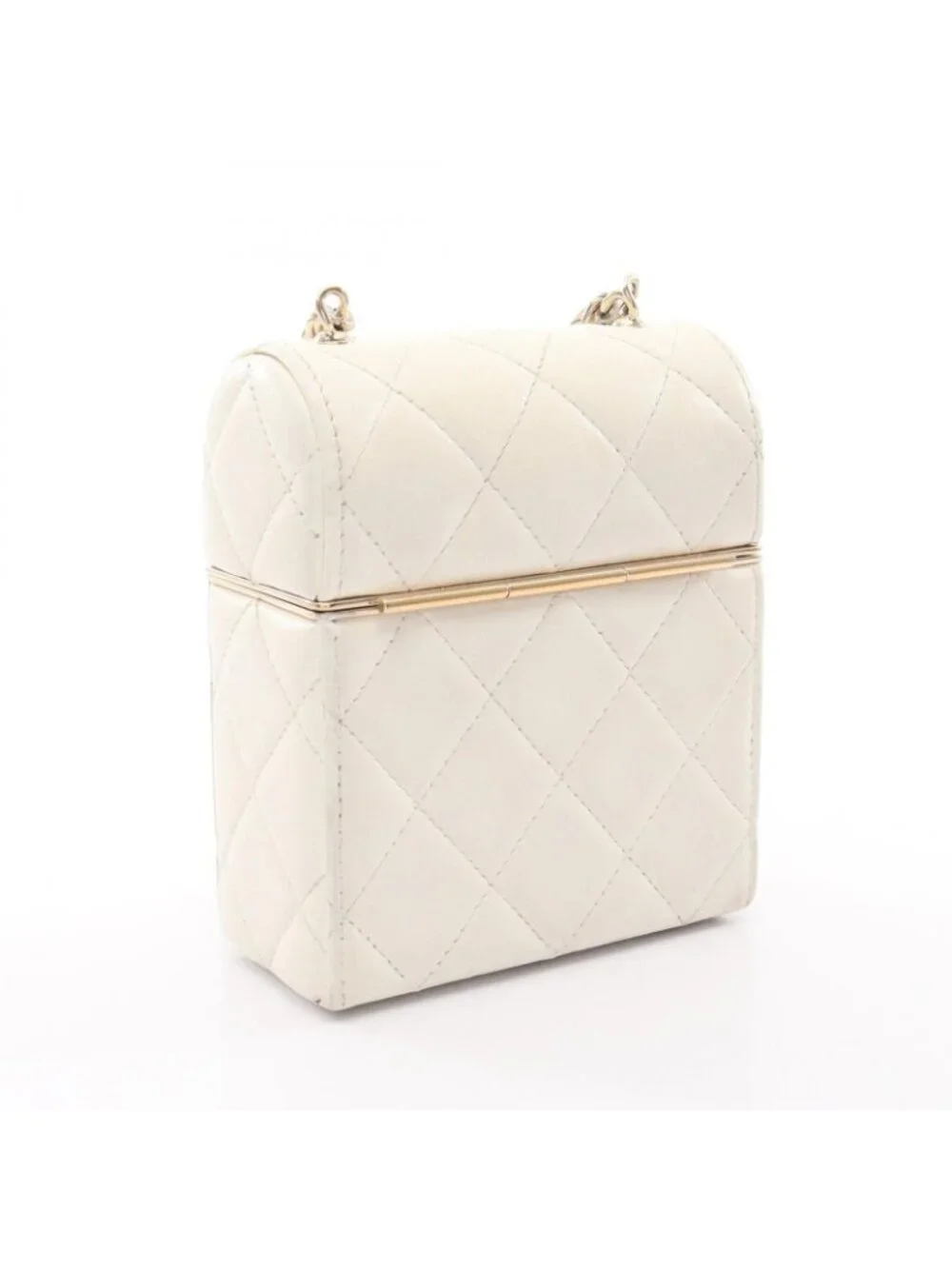Chanel Shoulder Bag Quilted Mini White Lambskin Mini Chain